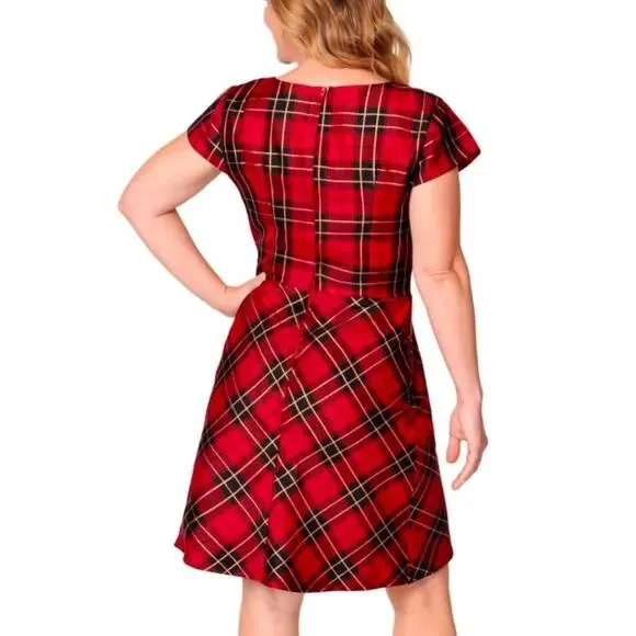 The Children’s Place Dress Size 24 NWOT Plaid Holiday Christmas Satin Plus Curvy - Picture 2 of 13